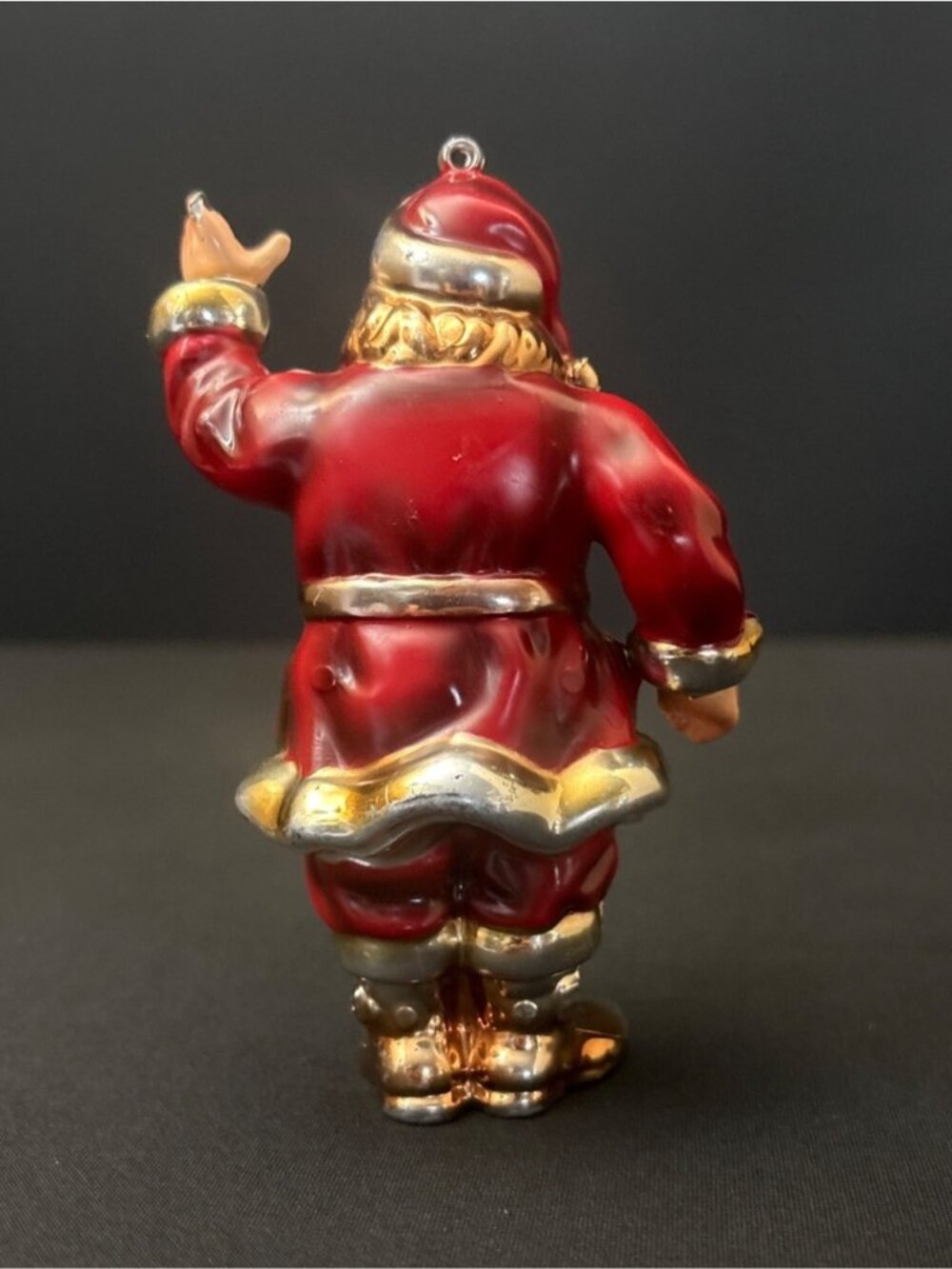 Santa Claus Christmas Vintage Ornament Red Gold Toned Glossy Belt Holiday Decor - Picture 6 of 13